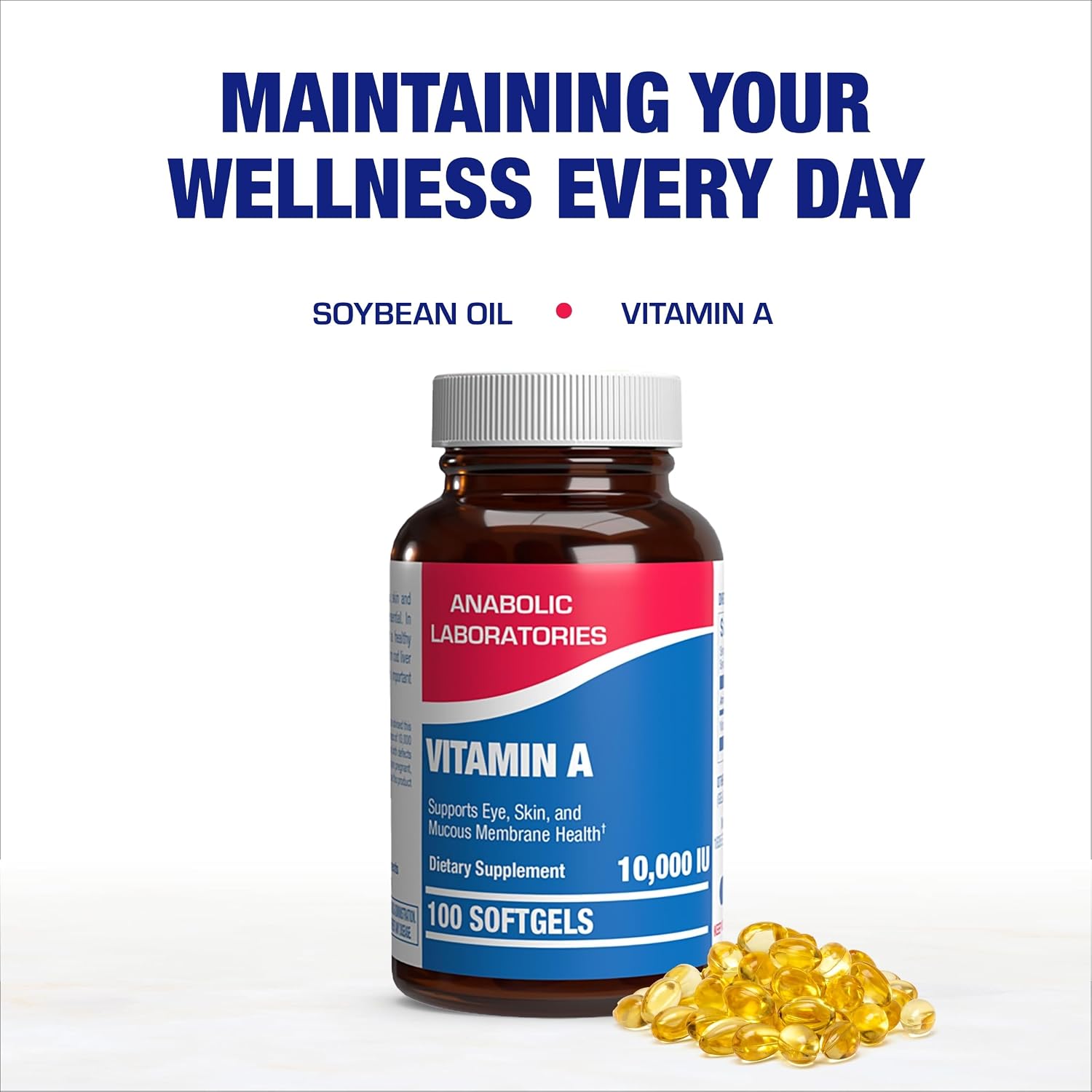 Vitamina A 10000 UI - Suplemento de Aceite de Hígado de Bacalao con Retinoides de Amplio Espectro - 100 Cápsulas Blandas - Anabolic Laboratories