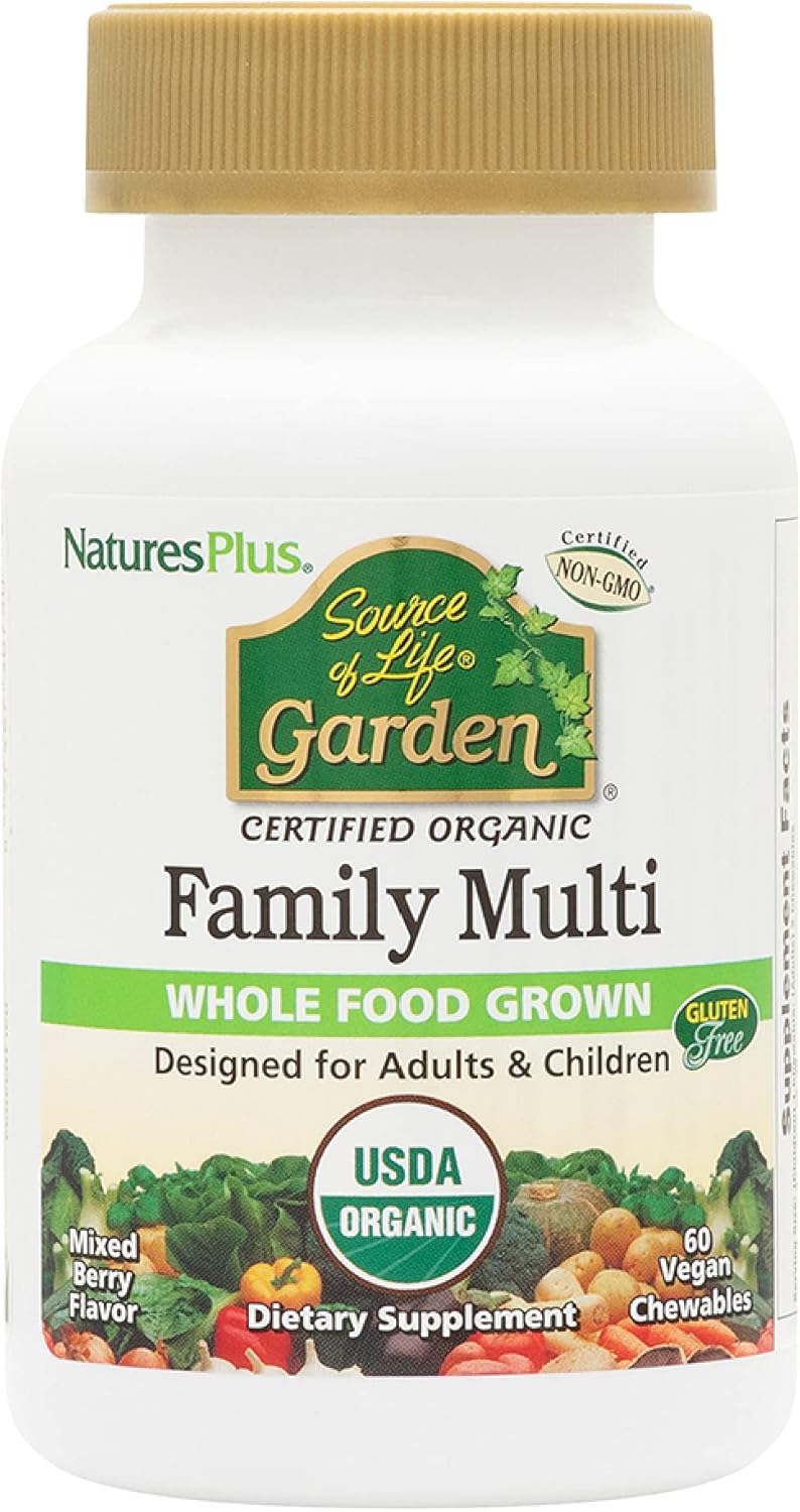 NaturesPlus Source of Life Garden Multivitamínico Familiar - 60 Comprimidos Masticables - Sabor a Bayas Mixtas