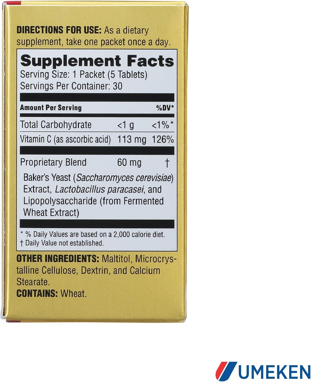 Umeken Lipopo - Lipopolisacárido, Betaglucano, Bacterias Lácticas y Vitamina C (30 sobres)