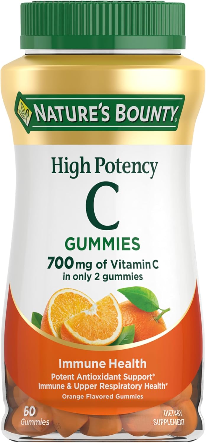 Nature's Bounty Gominolas de Vitamina C 700mg - Alta Potencia, Sabor Naranja, 60 Unidades