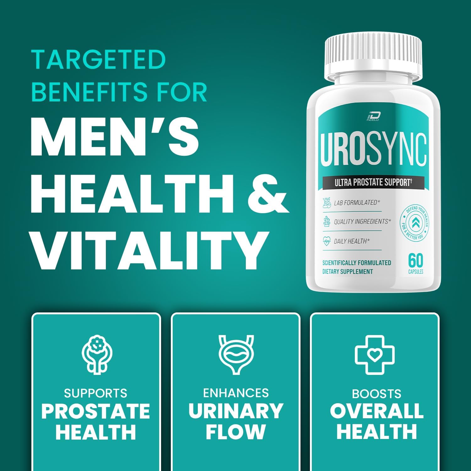 UroSync Suplemento para Hombres – Fórmula Avanzada UroSyncPro, 60 Cápsulas