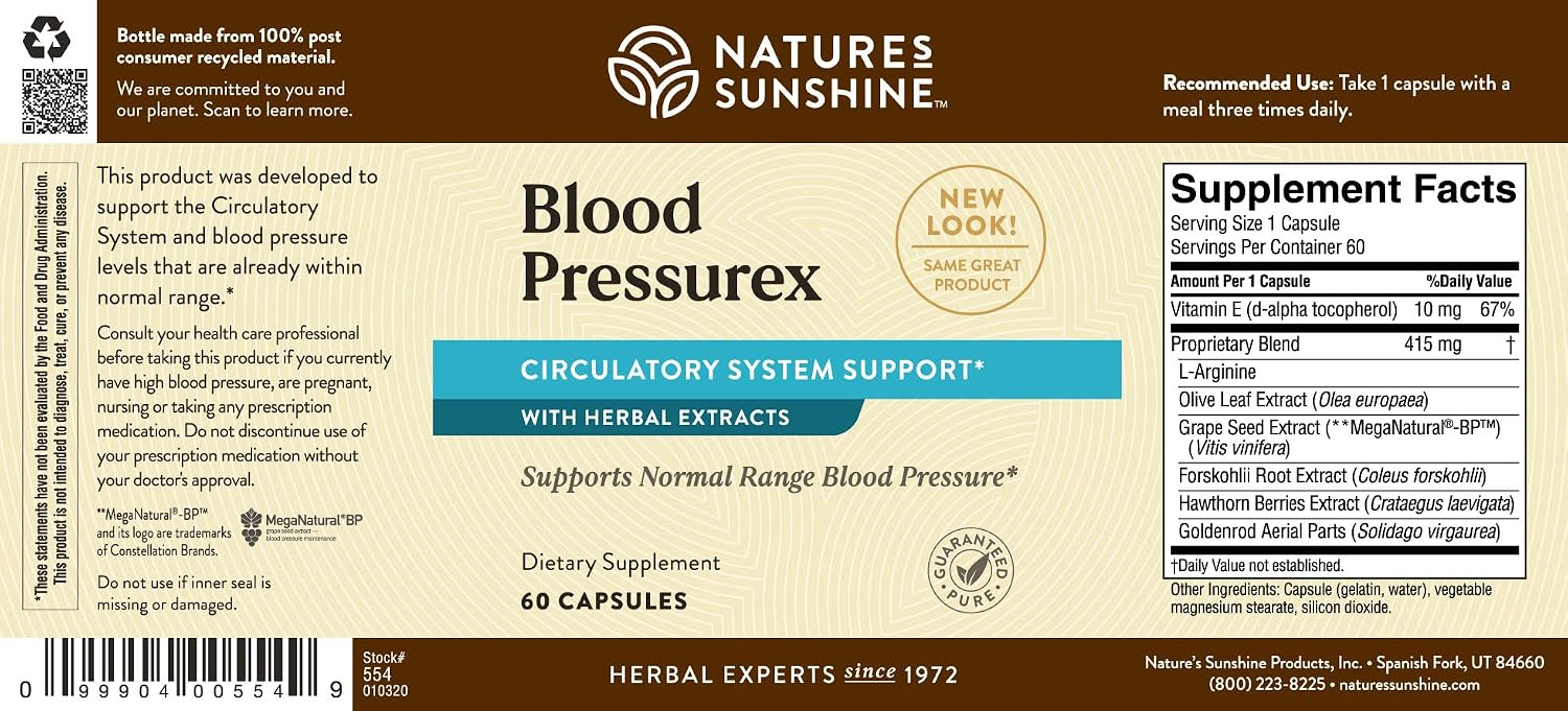 Nature's Sunshine Blood Pressurex 60 Capsules