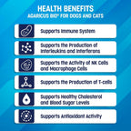 Agaricus Bio 300mg para Perros y Gatos - Suplemento de Hongos Beta Glucano - 60 Cápsulas