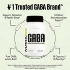 NutraBio 100% Pure GABA Supplement (Gamma-Aminobutyric Acid), 500mg - May Help with Healthy Sleep and Relaxation, 90 Capsules