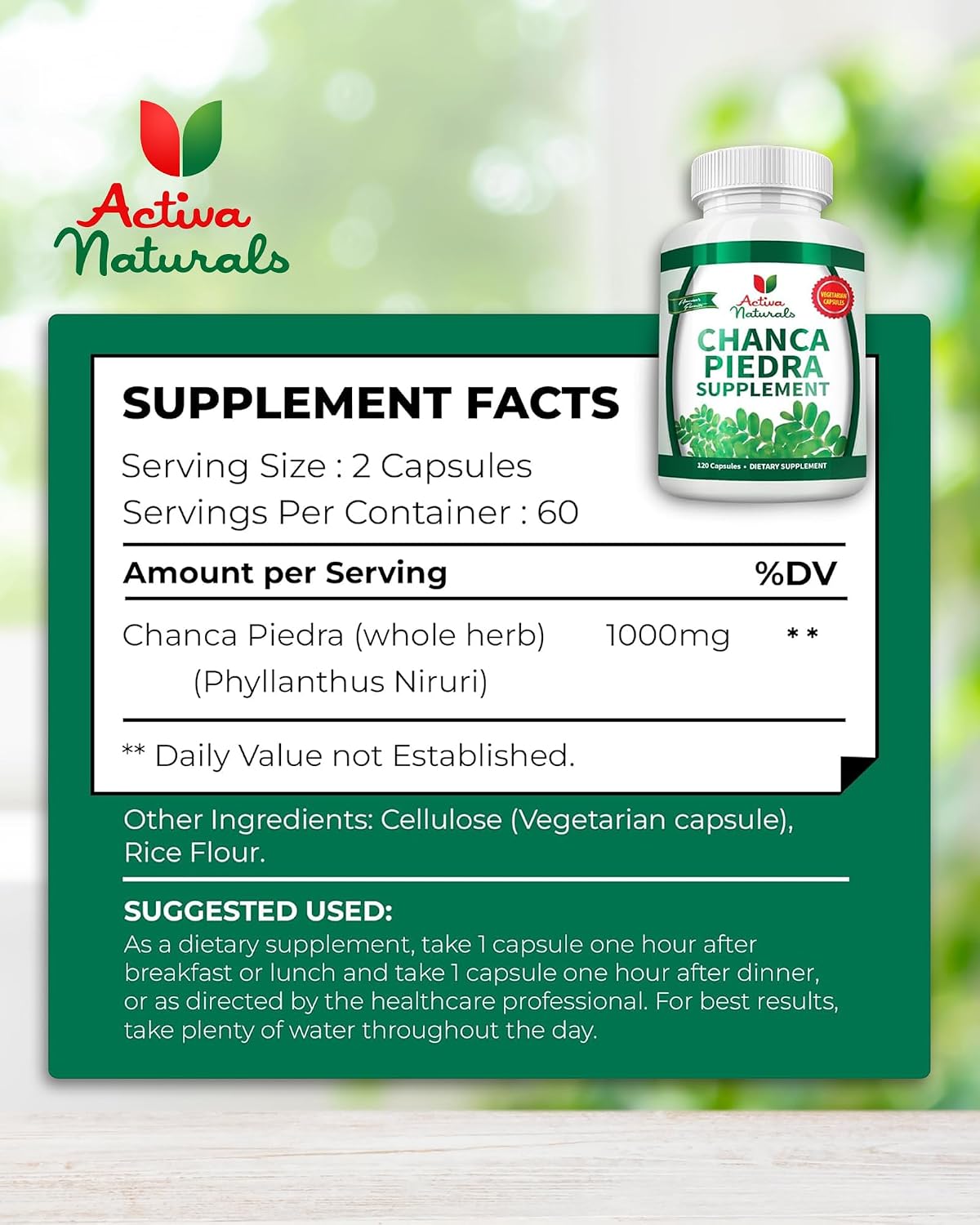 Chanca Piedra 500 mg – 120 Cápsulas Vegetales – Extracto de Phyllanthus Niruri