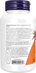 NOW Foods Biotin 10 mg (10,000 mcg), Extra Strength, 120 Vegan Capsules