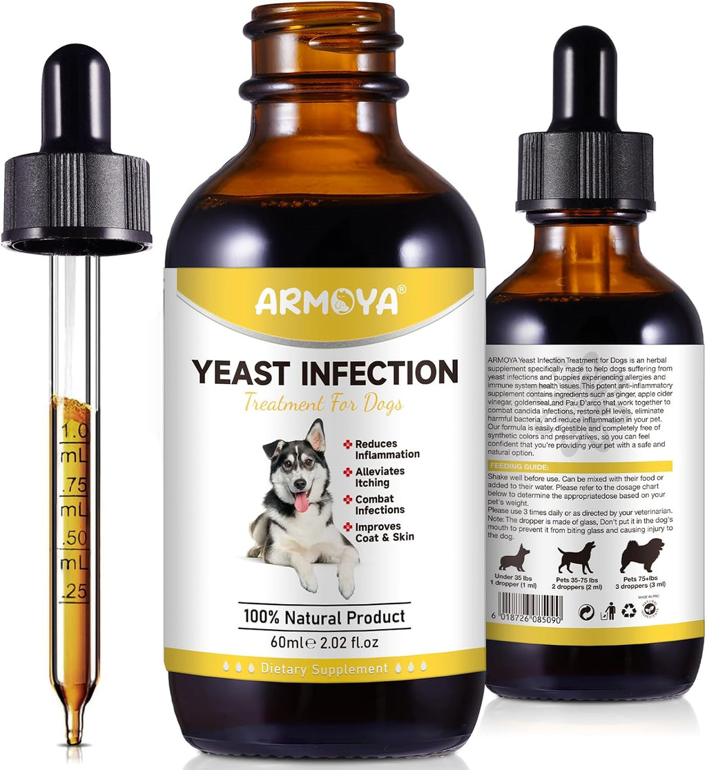 Tratamiento Natural contra la Levadura para Perros - Ayuda a Aliviar el Picor y la Inflamación - Complemento Herbal - 2 Oz