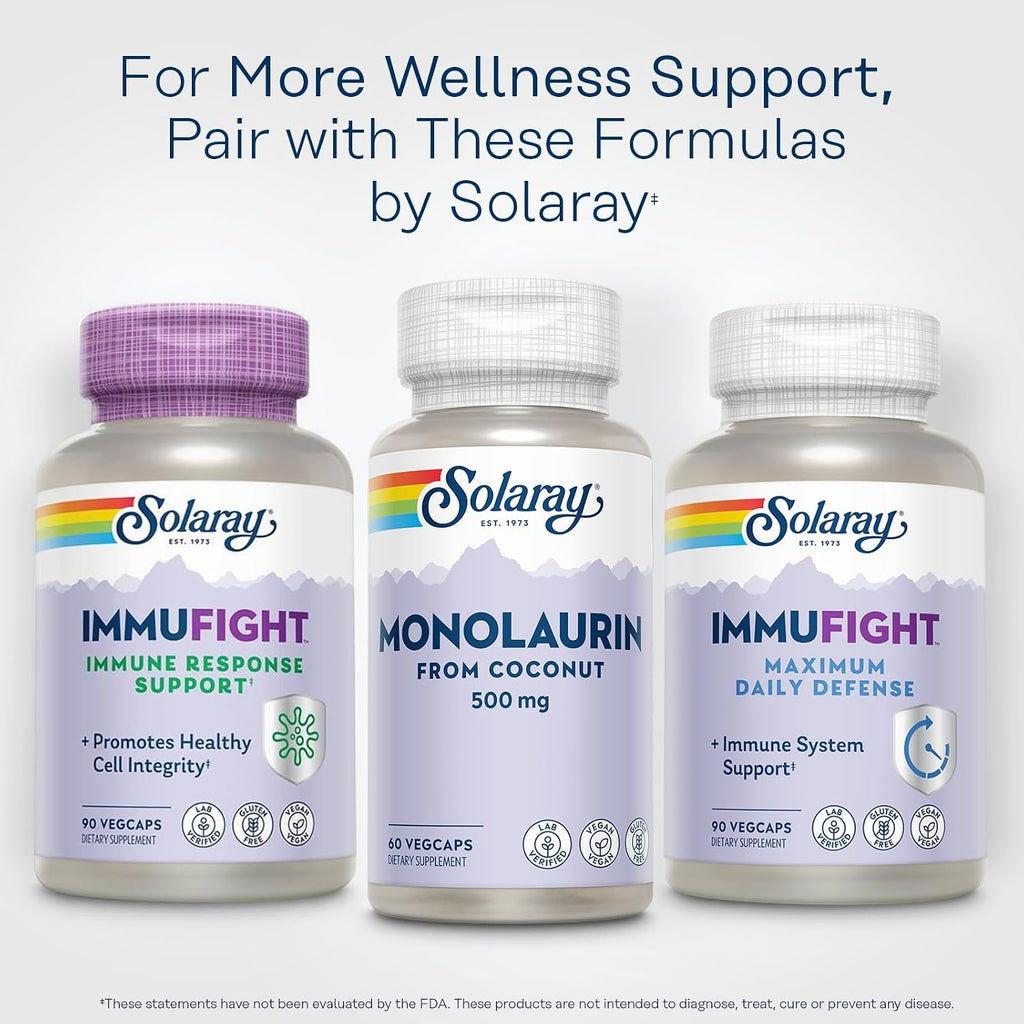 SOLARAY Monolaurin 500 mg from Natural Coconut - Food Supplement - 60 Vegan Capsules