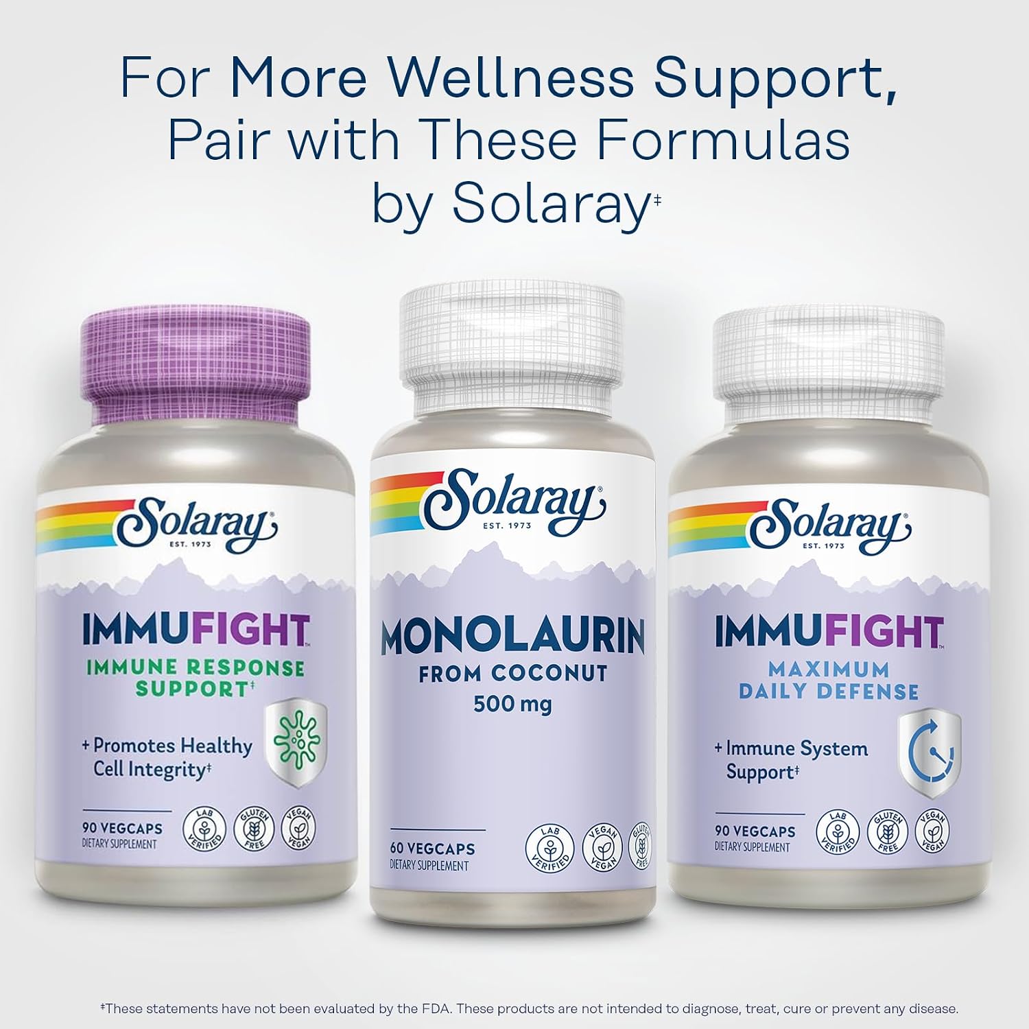 SOLARAY Monolaurin 500 mg from Natural Coconut - Food Supplement - 60 Vegan Capsules