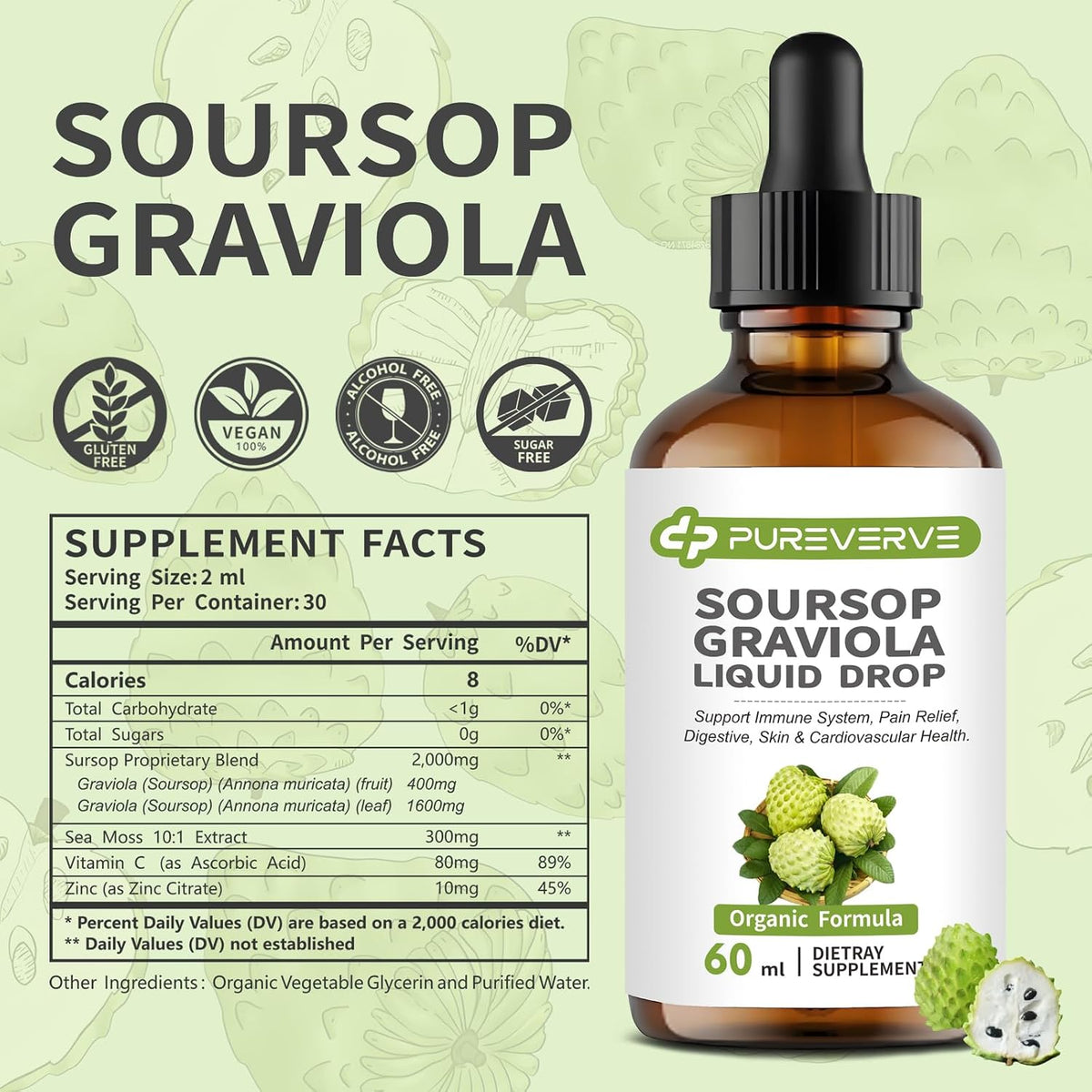 Herbal Goodness Graviola (Guanábana) Gotas Líquidas para el Apoyo Celular, Sistema Inmunitario y Salud Digestiva, Sin – Image 4