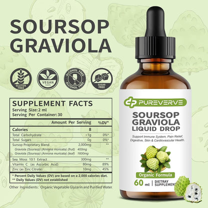 Herbal Goodness Graviola (Guanábana) Gotas Líquidas para el Apoyo Celular, Sistema Inmunitario y Salud Digestiva, Sin – Image 4