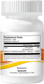 BariatricPal 1.000 mcg B12 Sugar-Free Quick Melts (90 Comprimidos) - Naranja