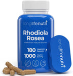 LongLifeNutri Rhodiola Rosea 1000mg, 180 Cápsulas Vegetarianas – Adaptógeno Natural, No Transgénico