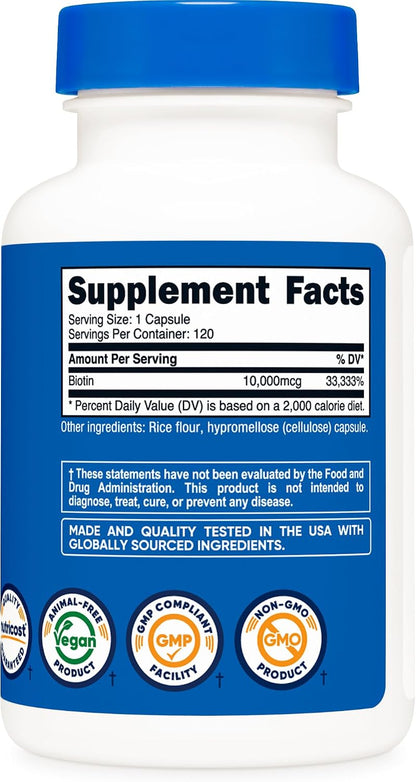 Nutricost Biotin (Vitamina B7) 10.000 mcg – El mantenimiento de la piel en condiciones normales – Image 5