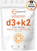 Micro Ingredients Vitamina D3 5.000 UI + K2 MK-7 100 mcg, 300 Cápsulas Blandas