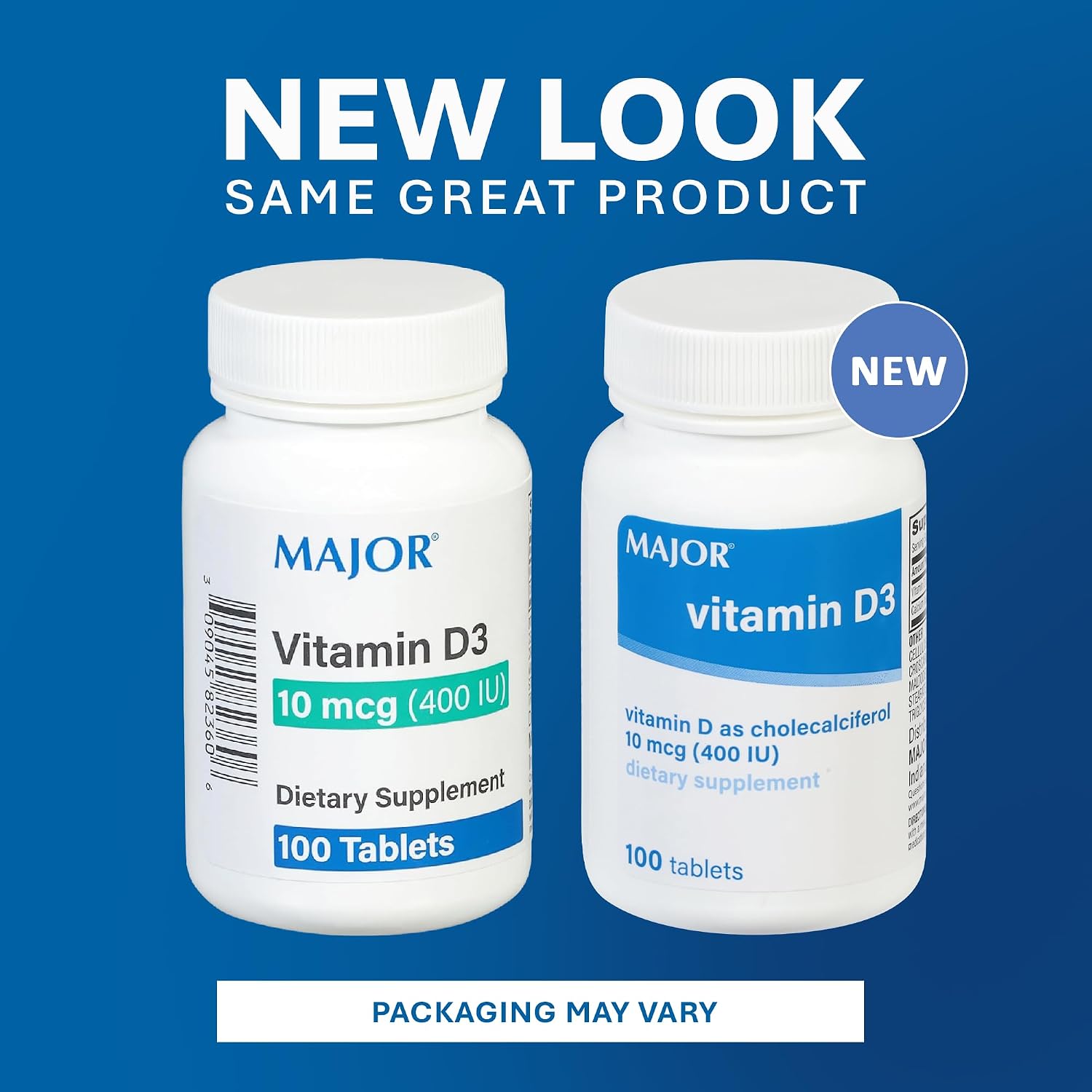 MAJOR Vitamina D3 10mcg (400 UI) con Calcio - 100 Comprimidos