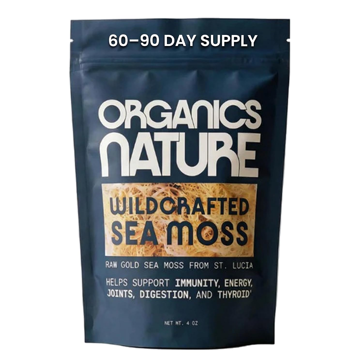 Organics Nature Raw Wildcrafted Sea Moss - Musgo Marino Salvaje Crudo 113g (4 oz)