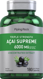Piping Rock Acai Berry Supplement | 180 Cápsulas | Extracto Triple Concentrado | No Transgénico, Sin Gluten