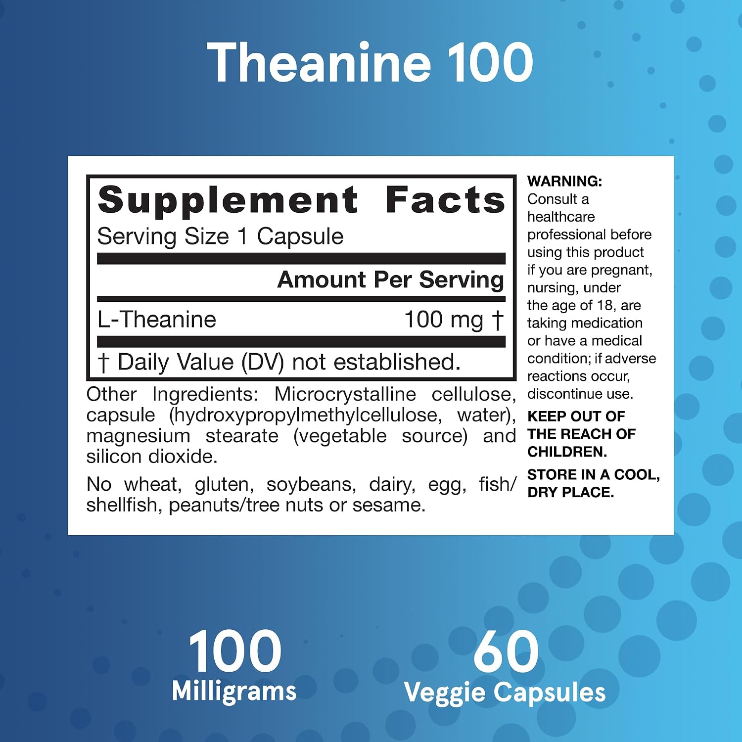 Jarrow Formulas Theanine 100 mg, 60 Cápsulas