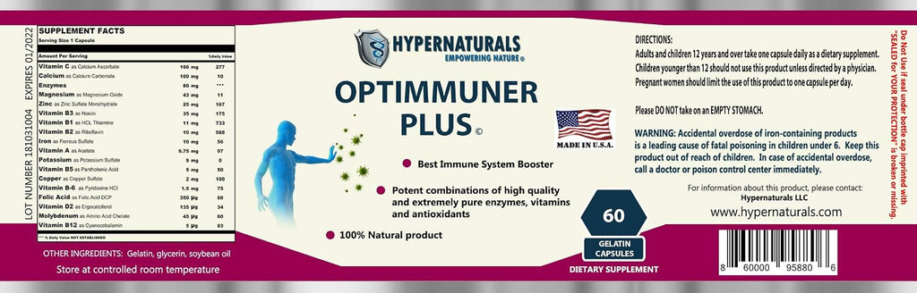 OPTIMMUNER Plus - Complemento alimenticio natural, 60 cápsulas