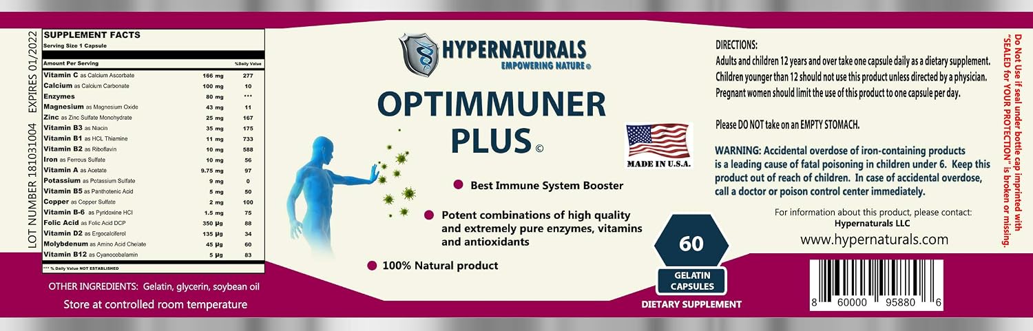 OPTIMMUNER Plus - Complemento alimenticio natural, 60 cápsulas