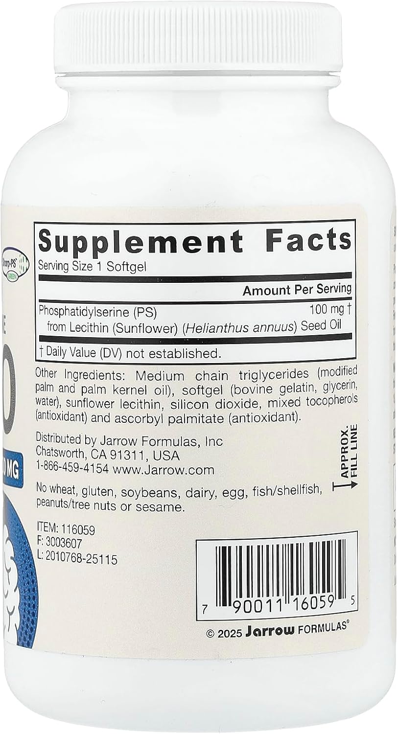 Jarrow Formulas PS100 Fosfatidilserina 100 mg, 120 Cápsulas Blandas
