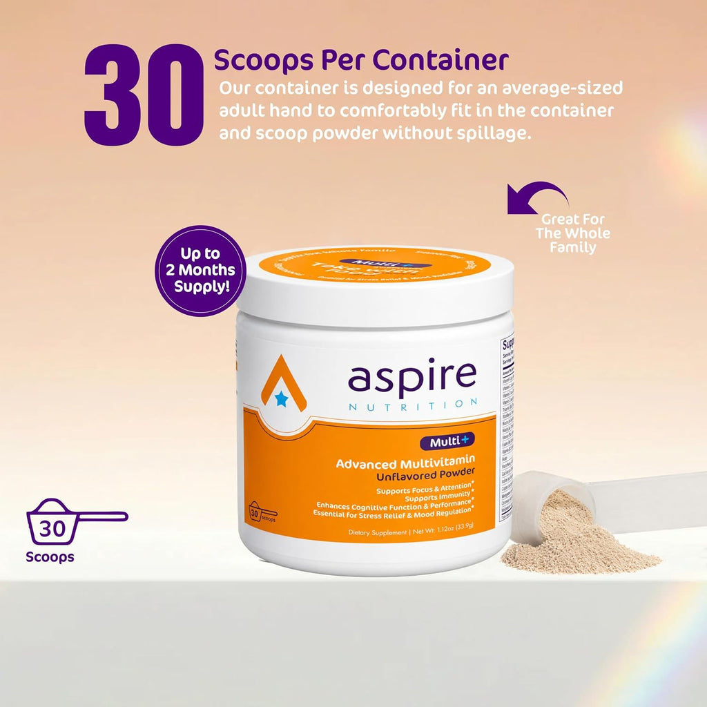 Aspire Multi+™ Advanced Multivitamin for Kids, Men & Women (unflavored Powder)