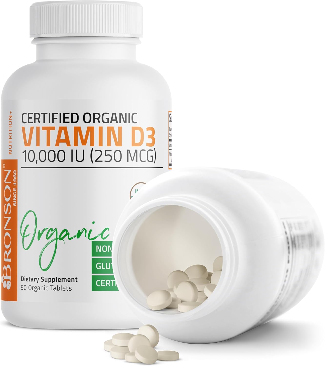 Bronson Vitamina D3 10,000 UI Suplemento Orgánico No-GMO, 90 Comprimidos