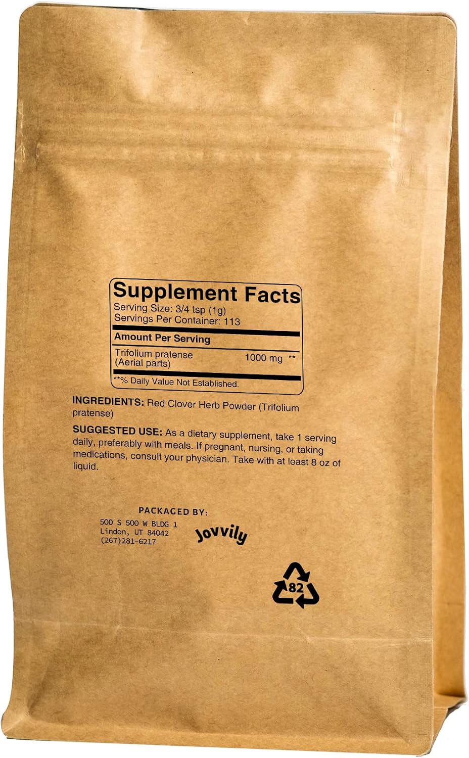 Jovvily Polvo de Trébol Rojo - 113 g - Siempre Puro - Sin Rellenos ni Aditivos - Suplemento Herbal en Polvo