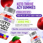 3 Pack - Keto Thrive ACV Gummies, Gominolas de Vinagre de Manzana 1050mg, 60 Gomitas por Botella