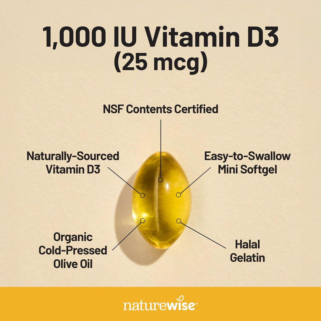 NatureWise Vitamina D3 1000 UI (25 mcg) - 360 Cápsulas Blandas