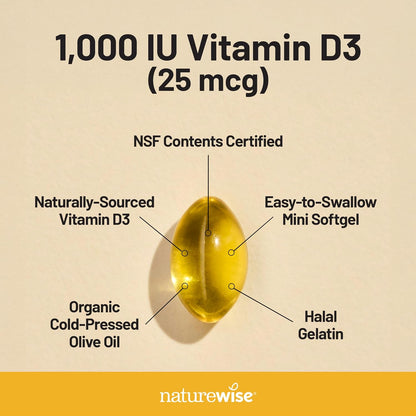 NatureWise Vitamina D3 1000 UI (25 mcg) – 30 – División celular: Participa en el proceso de renovación celular, – Image 5
