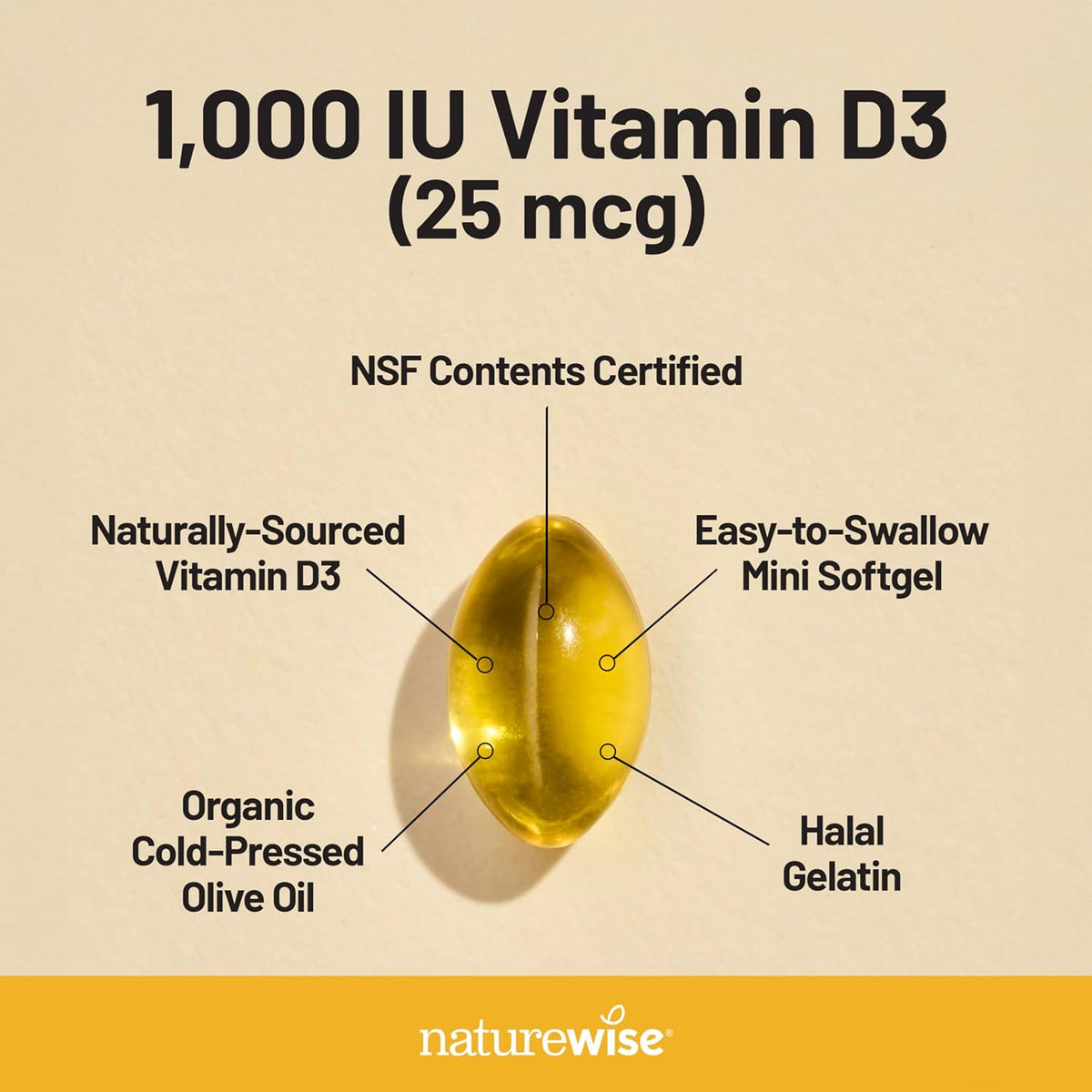 NatureWise Vitamina D3 1000ui (25 mcg) 200 – Forma: Opte por D3 (colecalciferol) frente a D2. – Image 5