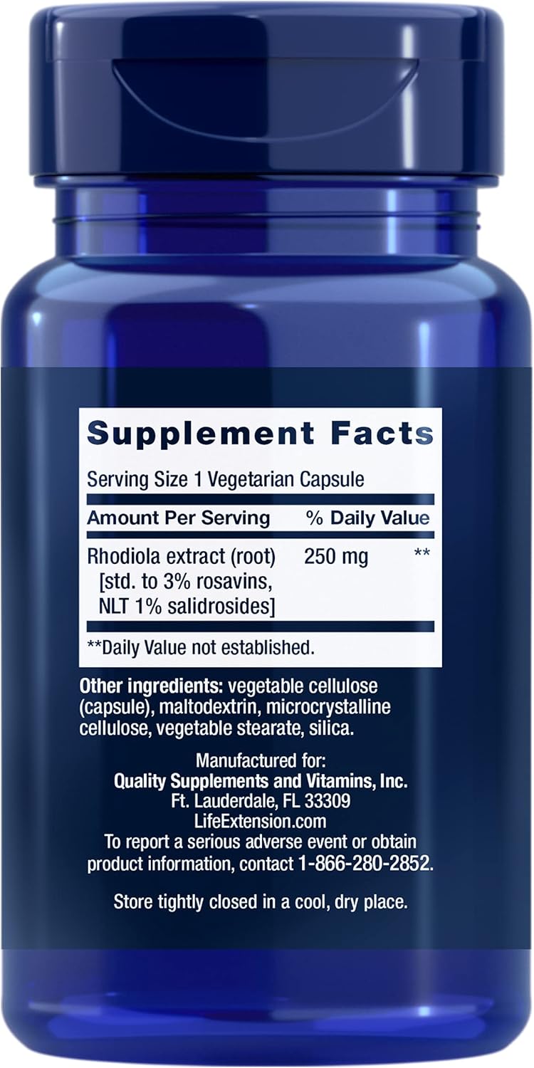Life Extension Extracto de Rhodiola rosea, 250 mg, 60 Cápsulas Vegetarianas