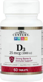 21st Century, Vitamina D3, 25 mcg (1000 UI)