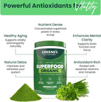 Greens+ Polvo de superalimento orgánico RAW - Superalimento Orgánico en Polvo (240 g)