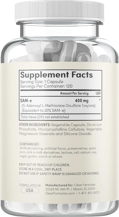 Clear Formulas Bioactive SAM-e 400mg - Alta – Favorecer el equilibrio emocional y el bienestar mental. – Image 8