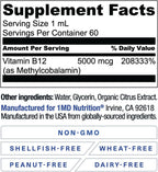 1MD Nutrition Vitamina B12 Vegana | 5000mcg Metilcobalamina | Energía y Apoyo Inmunológico