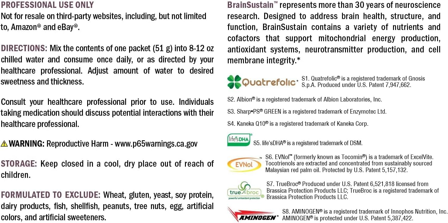 XYMOGEN BrainSustain - 19 g Pea & Rice Protein - Support Brain Health & Function - Gluten-Free, Dairy-Free & Non-GMO - Creamy Chocolate Flavor - 10 Servings