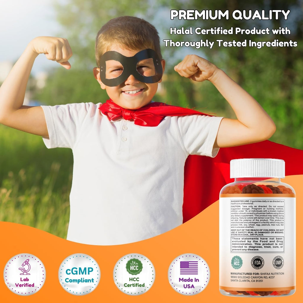 SHIFAA NUTRITION Gominolas Vegetarianas de Vitamina D3, 1000/2000 IU, 45-90 dosis, Halal, sin Gluten, sin Gelatina
