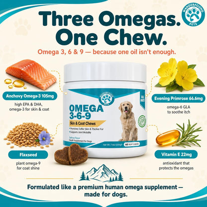 Wanderfound Pets Omega 3 para Perros - Aceite de Pescado para Piel y Pelaje, 60 Masticables – Image 3