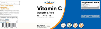 Nutricost Ácido Ascórbico Puro en Polvo – Ingrediente único: ácido ascórbico 100% puro. – Image 7
