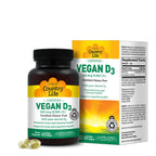 Country Life Vegan D3 5000 UI – Vitamina D3 Vegana de Liquen – 60 Cápsulas Blandas