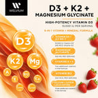 Gominolas de Vitamina D3 K2 10000 UI con Magnesio, Calcio, B12, Luteína, Zeaxantina - Complemento ADK Masticable