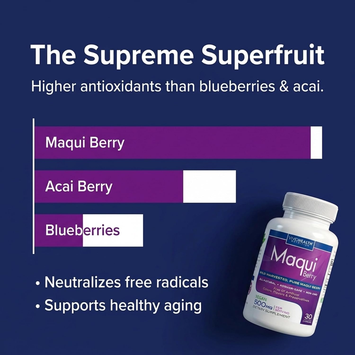 Cápsulas de Extracto Puro de Baya de Maqui (500 mg, 30 cápsulas)