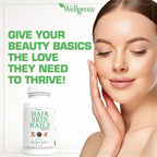 Wellgenix Purvana Suplemento para Cabello, Piel y Uñas – 2500mcg Biotina con MSM y Complejo B – 90 Cápsulas Blandas