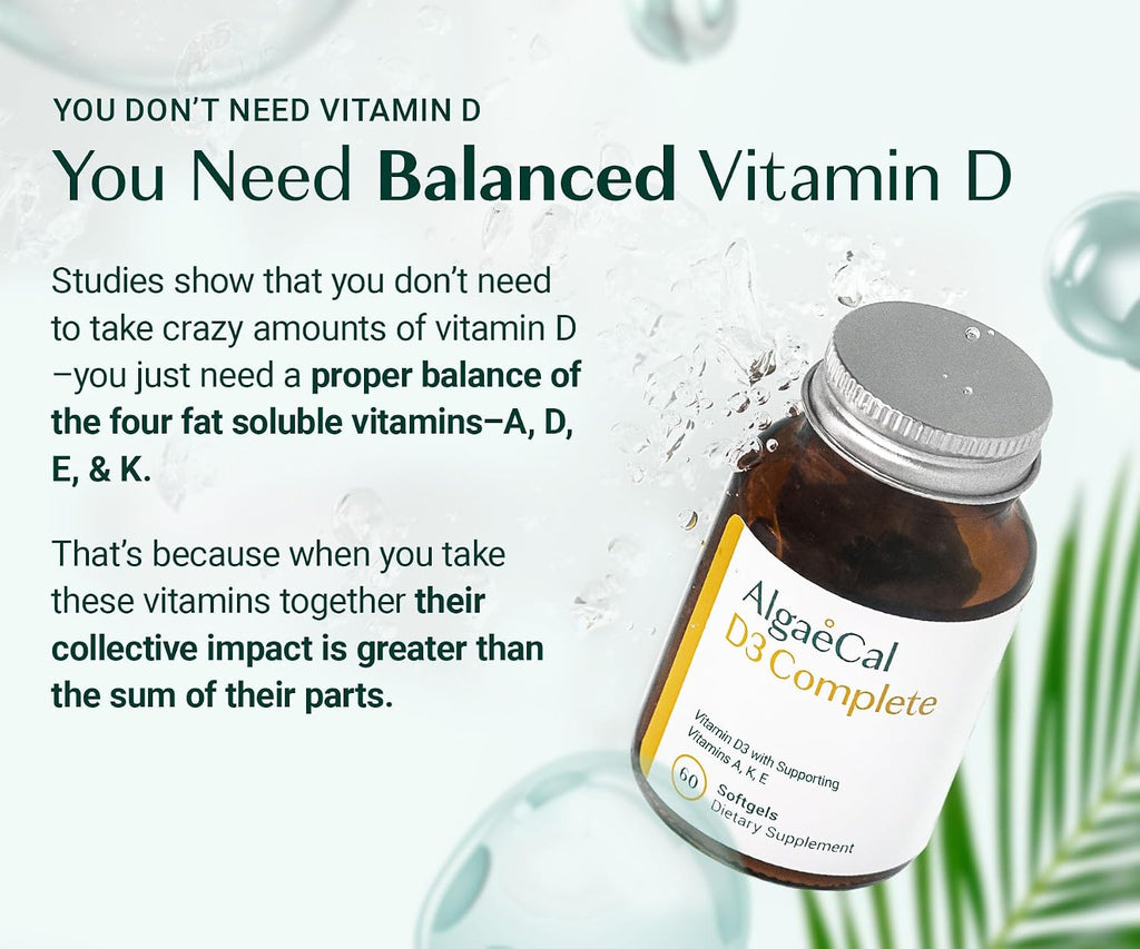 ALGAECAL D3 Complete - Complejo de Vitaminas D3, K2, A y E - 180 Cápsulas (3 Frascos)