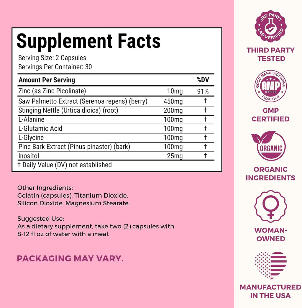 AndroBlocker 8-in-1 Women Supplement with Inositol & Zinc – 60 Cápsulas