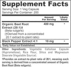 NusaPure Raíz de Remolacha Orgánica, 400 mg, 200 Cápsulas Vegetales (Vegano, Sin OGM)