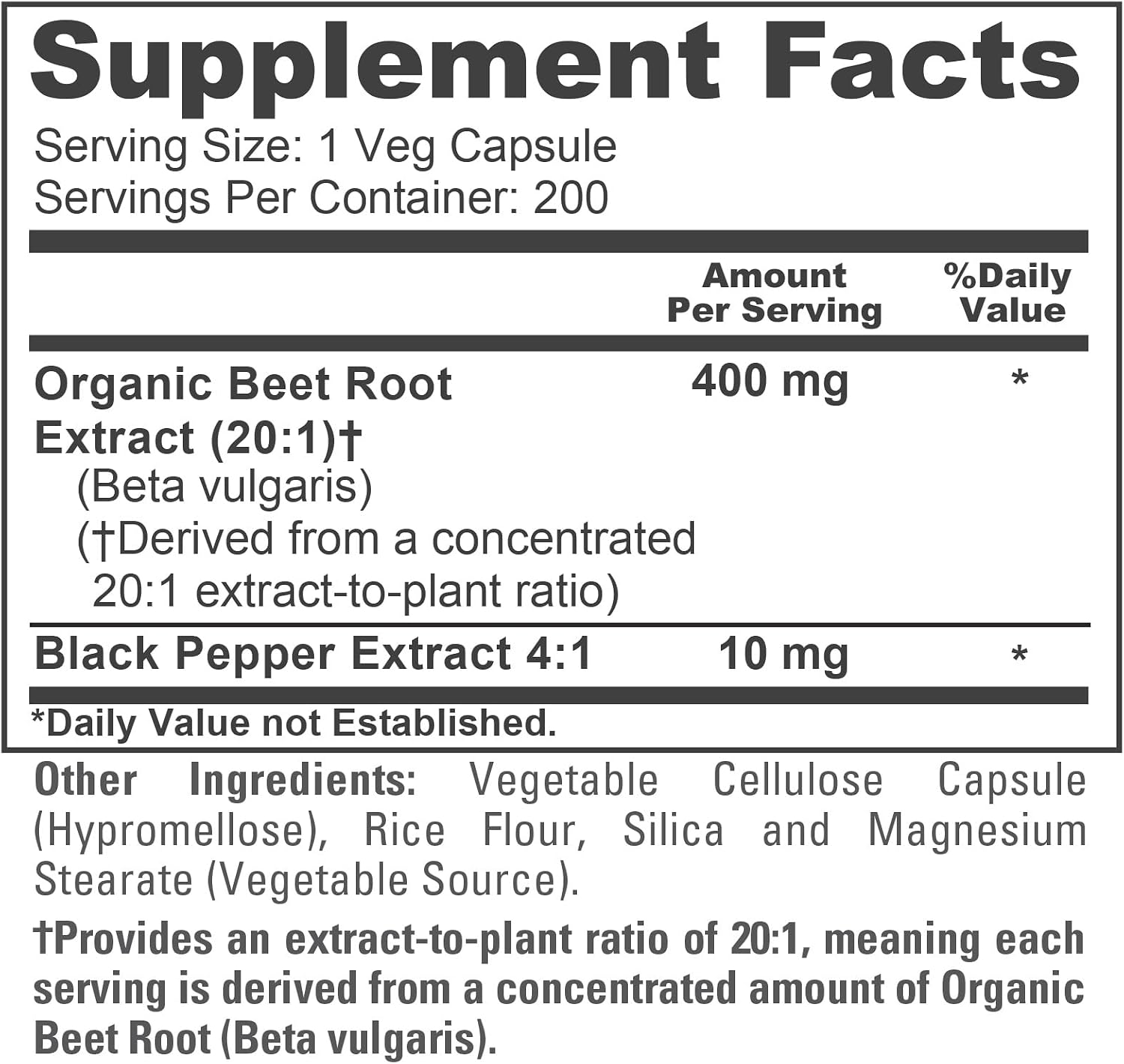 NusaPure Raíz de Remolacha Orgánica, 400 mg, 200 Cápsulas Vegetales (Vegano, Sin OGM)